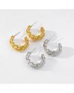 Lava earrings Vintage Metal pleated delicate 925 silver stud earrings