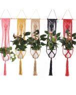 Colourful cotton rope netting gardening green flower pots twine hanging netting flower pots hanging basket netting