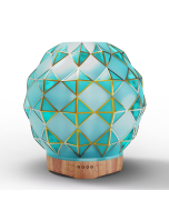 New Product 250ml Wood Grain Glass Short Mouth Humidifier Colorful Gold Glass Aroma Diffuser Ultrasonic Essential Oil Diffuser