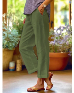 Plain Linen Cotton And Linen Loose Pants