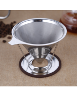 Stainless steel filter, conical filter cylinder, tea set, coffee filter-free paper filter cup (silver)