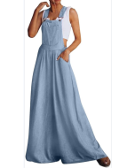 Women's Loose Side Pocket Sleeveless Denim Overalls