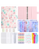 A6 PU leather 6 holes cash budget book small broken flower pattern loose-leaf binder handbook notebook