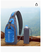 Mochila de uma alça à prova d'água, bolsa tiracolo com suporte removível para garrafa de água