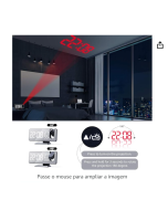 XFTOPSE Rádio relógio, despertador digital com projeção de LED para quarto, relógio espelhado digital com carregador USB, despertador com função dupla de temperatura e umidade para pessoas com sono pesado, com 4 reguladores de intensidade de luz, com 180°