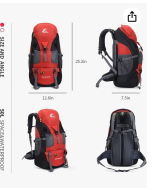 Bseash Mochila de caminhada resistente à água 50L, leve, para esportes ao ar livre, bolsa de viagem para acampamento, escalada e passeios 5 cores