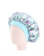 K-14 Children's Printed Floral Sateen Sleeping Cap Adjustable Stretch Hair Care Hat Shower Cap