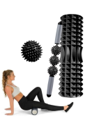 3-in-1 EVA Foam Shaft Hollow Muscle Relaxation Roller Yoga Pole Set, Length: 45 cm (black crescent)