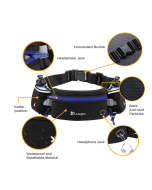 Number-one Cinto de corrida com garrafas de água (2 x 175 ml), cinto de hidratação à prova d'água, bolsa de cintura para iPhone ajustável, bolsa de cintura esportiva para maratona, corrida, caminhada, ciclismo, Azul, 80cm*12cm*0.5cm