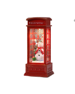 Christmas English Telephone Booth Ornament with Light (Snowman)
