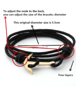 Alloy Anchor Bracelet Charm Multi-Layered Leather Friendship Bracelet
