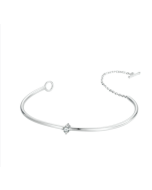 sterling silver platinum plated sparkling zircon thin bracelet