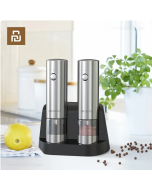 Youpin Circle Joy Rechargeable Salt Pepper Grinder Set with Base Stainless Steel Automatic Salt Spice Grinder Pepper Mill Suit