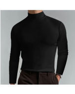 Mens High Neck Slim Fit Long Sleeve T-shirt