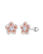 S925 sterling silver platinum-plated romantic gradient cherry blossom earrings (BSE992)