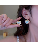 Elegant and luxurious pearl double-layer earrings with diamonds for ladies, specification: EH0939 pair