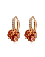 925 sterling silver cute heart-shaped cubic zirconia earrings (color: yellow gold zirconium)