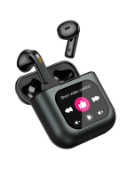 K1 TWS bluetooth Earphone LCD Touch Screen Earbuds 8G Memory ENC HD Calls Low Latency Portable Wireless Smart Earphone with Mic - Black 8GB RAM