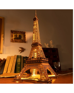 Robotime Rolife Night of the Eiffel Tower 3D Wooden Puzzle for Teens Adult Miniature Views of Famous Buildings Toys Decoration