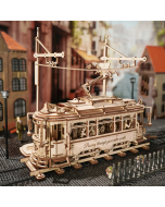 Robotime Rokr Classic City Tram Car Moveable Wooden Toys Building Block Sets 3D Wooden Puzzle for Adults Teen Xmas Gifts Present