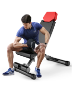 Finer Form - 5 in 1 weight bench, adjustable and foldable for bench press, strength training and full body training. Perfect for dumbbell games or a set of adjustable dumbbells in your home gym, free workout table PDF included
