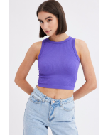 Purple Tank Top Crew Neck Seamless