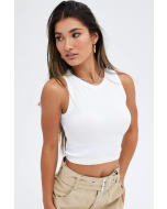 Seamless Crew Neck Tank Top in White