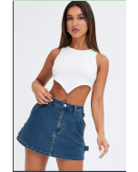 Denim Mirco Mini Skirt Mid-Rise A-Line Cargo