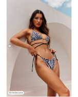 Animal Print Bikini Set with Ring Accent and Wrap-around Design.