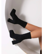 Chunky Heeled Slip-On Boots in Faux Suede for Women