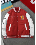Colorful Slogan Graphic Varsity Jacket for Stylish Men