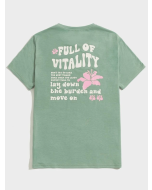 Men's Tee with Floral Patterns and Slogan Graphics