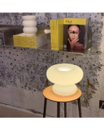 Danish Milk White Mushroom 1-Light Table Lamp