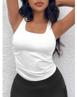 Ruched Side Athletic Tank with Sporty Style