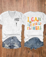 Women's Letter Print Casual V-Neck T-Shirt