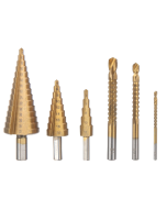 6PCs HSS Step Drill Bit Sets Straight Titanium Coated Cone Hole Cutter Automatic Center Punch Spiral Twist Saw Drill Bit