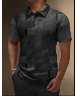 Men's Vintage Print Casual POLO Shirt