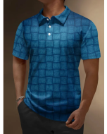 Men's vintage printed casual polo shirt