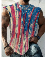 Men's 4th of July Flag Print Casual Tank Top