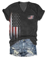 Vintage Flag Print Short Sleeve T-Shirt