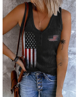 Vintage Flag Print Sleeveless Tank Top