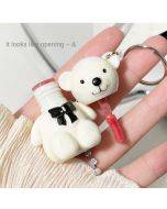 New Little Bear Paradise Mirror Lip Glaze White Bear 6 Color Keychain Lipstick Student Affordable 6 Color Factory