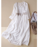 Cotton and linen embroidered dress