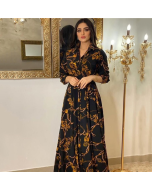 2023 new MUSILIN women's Shang Middle East ethnic elegant dress retro print robe