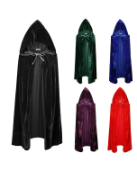 Halloween Velvet Cloak Cape Hooded Medieval
