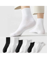 Cheap Basic Plain White Black Ankle Socks Men Unisex Ribbed Cotton Crew Socks