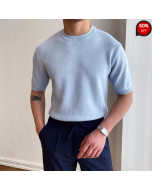 Gentlemans classic plain knitted round neck T-shirt