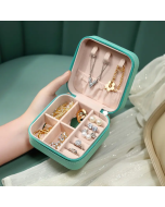 Hot PU Leather Velvet Jewelry ring necklace earring makeup storage packaging box with logo portable travel jewelry case