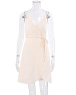 2023 Summer Europe and the United States and the United States halter nightgown wrapped slit sexy double gauze one-piece nightgown ladies home wear