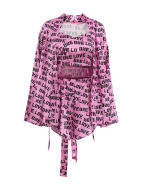 Summer Europe and the United States new fashion cardigan printed pajamas robe leisure three-piece set of foreign trade ladies home wear